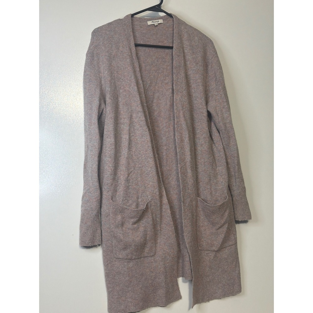 Madewell Women Mauve Pink Marl Merino Wool Alpaca Blend Open Front Cardigan S